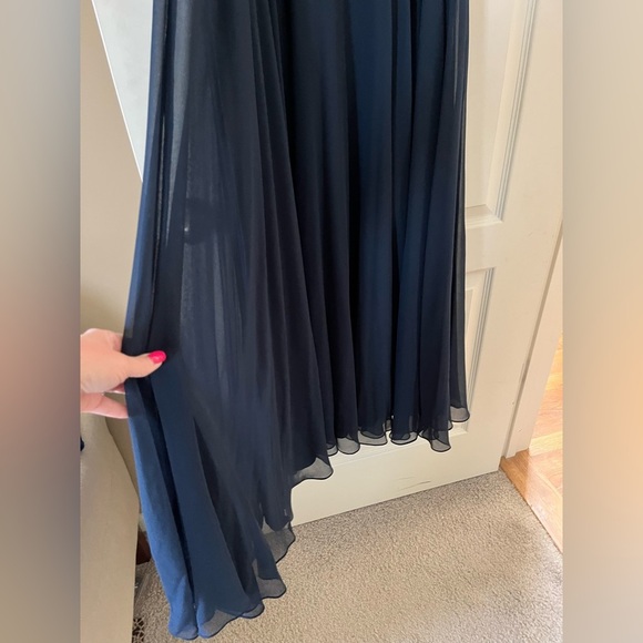 J Kara Elegant Navy Rhinestoned Top, Long Sleek Gown Women’s Size 10 - Picture 8 of 14